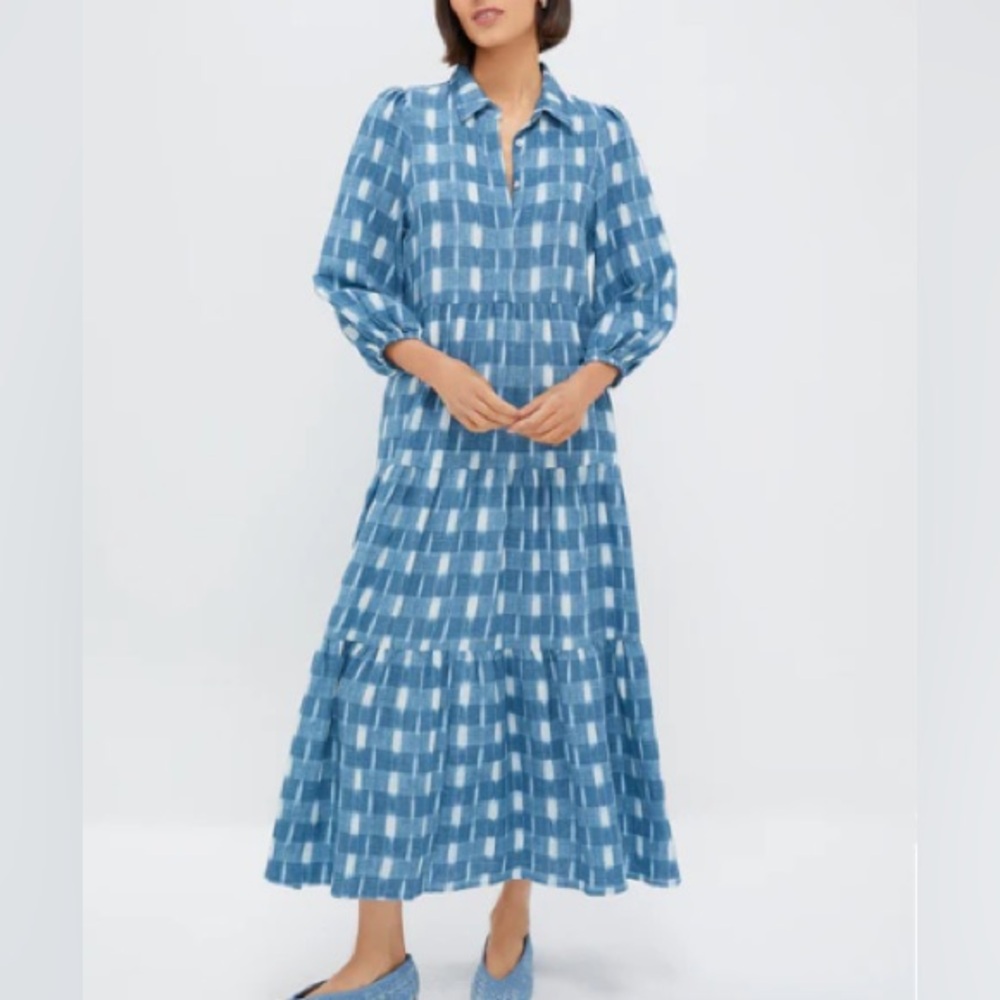 Tuckernuck Pomander Place Blue Ikat Mabel Maxi Dress, size XXL